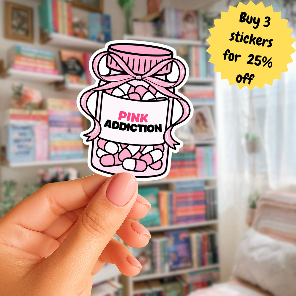 Pink Addiction Sticker Coquette Laptop Sticker Girly Decal Cute Gift Pink