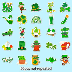 50PCS St. Patrick’S Day Stickers Decorations Waterproof Irish Stickers for Water
