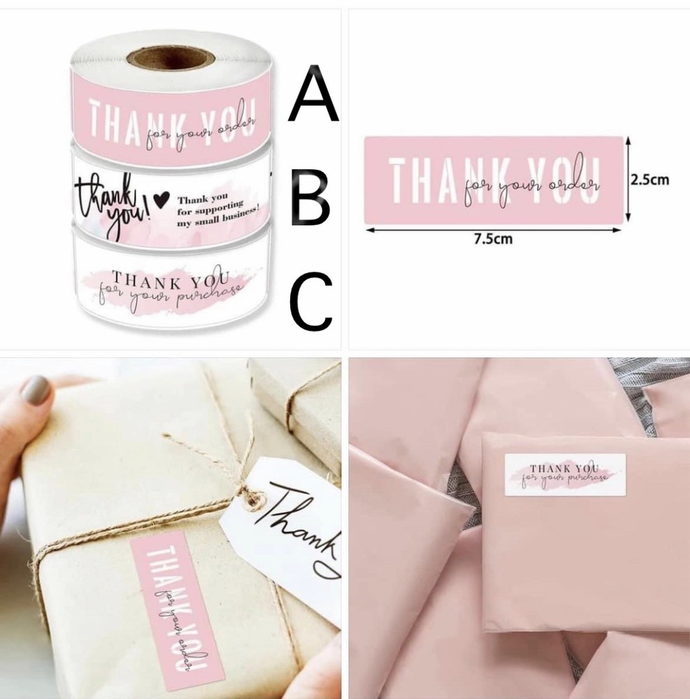 3 Rolls (360PC) 1X3 Inch Thank You for Your Order Stickers for Packaging Gifts
