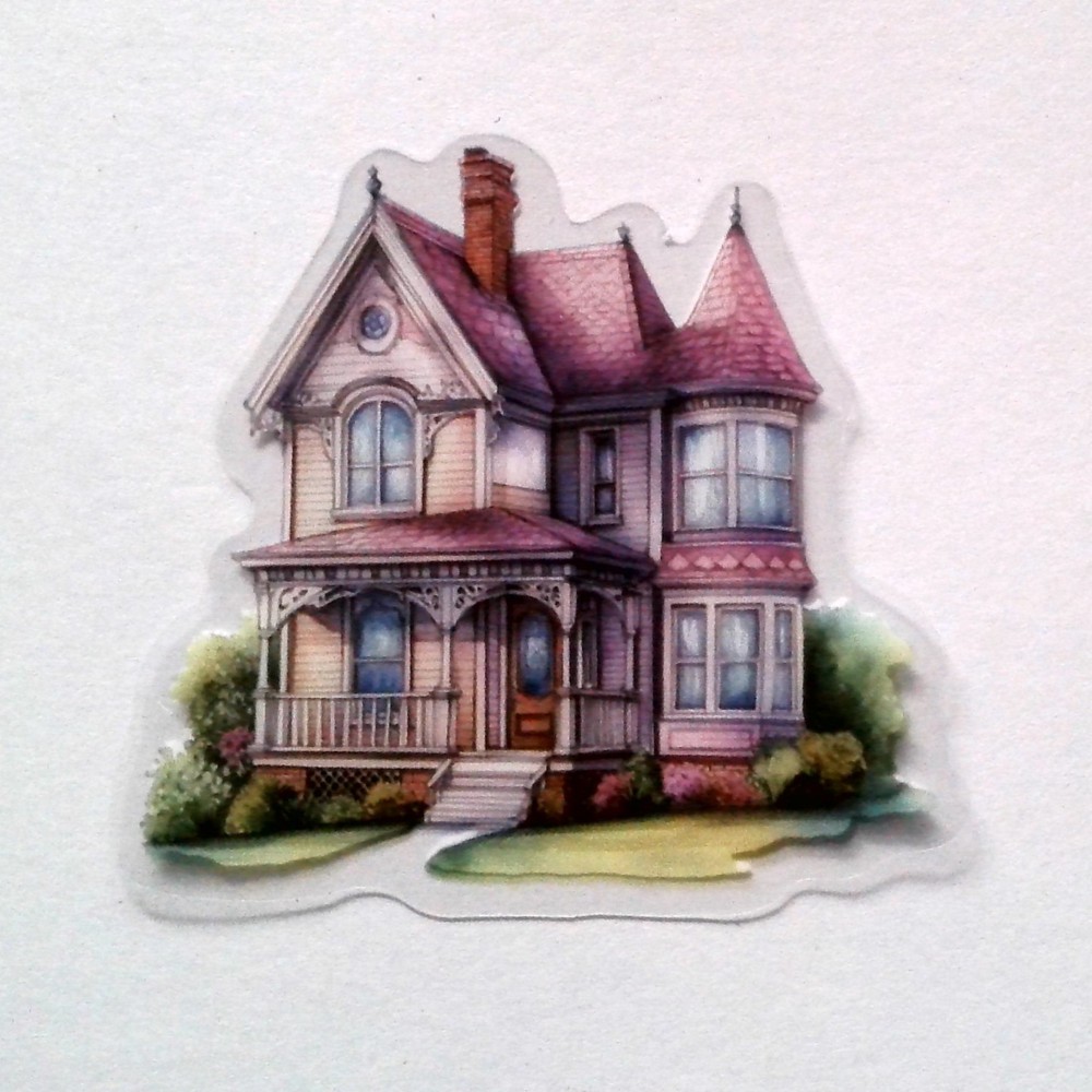 Victorian Style Fairy Tale House Clear Vinyl Decal Sticker Water Resistant Gift