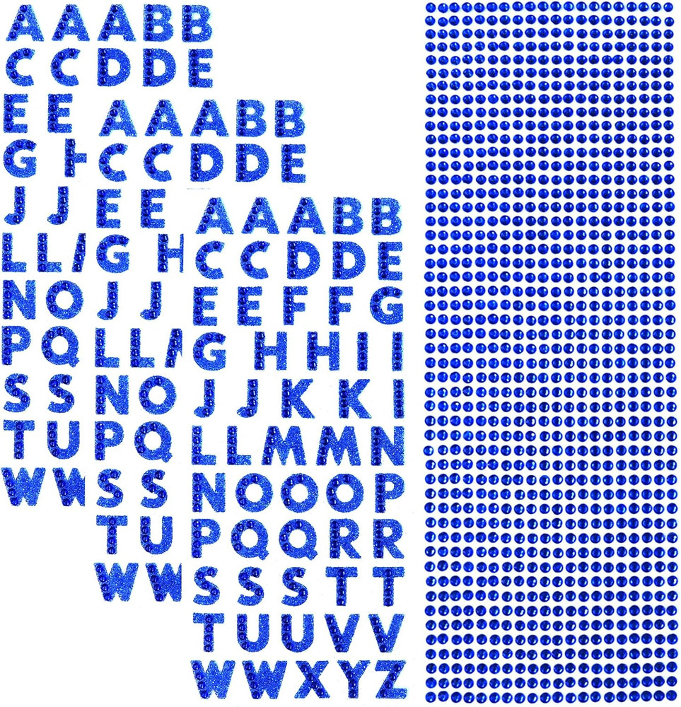 3 Sheets Glitter Alphabet Stickers and 1 Sheet Rhinestones Sticker Adhesive Rhin