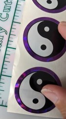 Vintage Stickers Yin Yang Symbol Prism Red Purple Silver POGS Slammers Lot Of 9