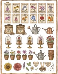 Cute Vintage Garden Junk Journal Embellishments Scrapbook USA PICK A Set