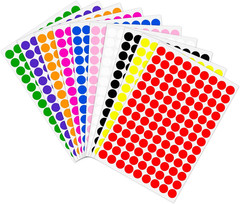 2340PCS Colored Dot Stickers 1/2 Inch Round Color Coding Labels Multicolored Set