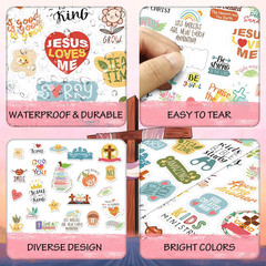 24 Sheets Christian Jesus Stickers for Kids Adults, Waterproof Adhesive Inspirat