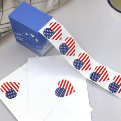 Heart-Shaped American Flag Stickers, 1.5 Inch, 500 Count