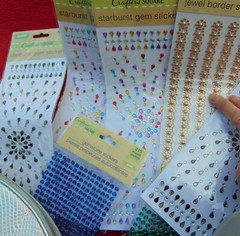 CRAFTER’S SQUARE ~ GEMSTONE & JEWEL BORDER STICKERS ~ 8 SHEETS & CASE ~ NEW