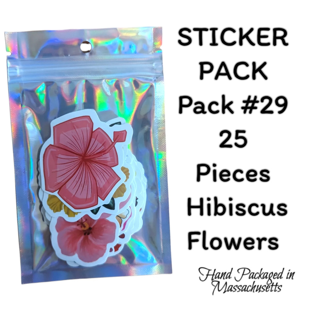 STICKER PACK – Pack #29 – 25 Pieces – Hibiscus Flowers
