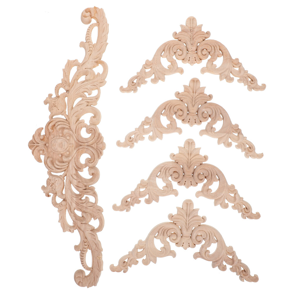 5PCS Furniture Decorative Chic Appliques Cabinet Wood Carved Home Decorations