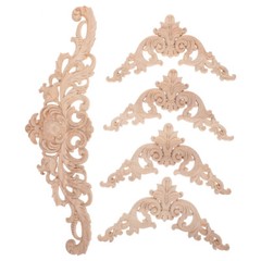 5PCS Wood Carved Applique Decors Wooden Carved Onlay Appliques Carved Corner