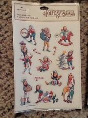 3~Vintage 1980 Hallmark Sheet Of Christmas Elves Stickers NOS