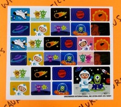 Space Astronaut Aliens Comet Planets Rocket Ship Small Sticker Sheet