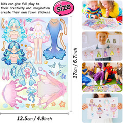 18 Princess Dress-Up Stickers for Kids Party Favors and Art Craft (Green)