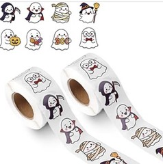 1,000 Piece Halloween Ghost Sticker Roll 8 Styles Self Adhesive Stickers