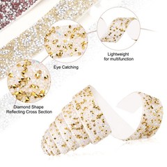 1 Inch x 1 Yard Crystal Rhinestone Sticker Ribbon Gold