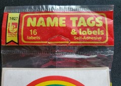 Vintage Trend Name Tags & Labels Rainbow Hello 1982 package of 16 NEW