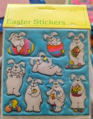 Vintage Stickers Puffy Stickers Gibson Easter Bunny Googly Eyes 1 Sheet New Pack