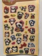 Kawaii Japan Romantic Panda Puffy Sticker Sheet Scrapbook Htf Vintage