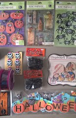 Halloween Lot Of 38 Mixed Crafts Stickers Ribbon Scrapbooking Treat Bags Decor