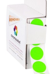 Removable Fluorescent Green Sticker Dots 3/4 Inch | Round Labels for Color Codin