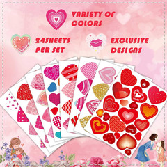 Colorful Heart Stickers for Kids, Valentine’S Day Decorative Stickers