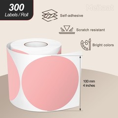 4 Inch Pink Circle Stickers Roll 300 PCS Vinyl Floor Dots Self-Adhesive Round…