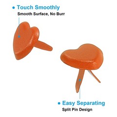 Brads for Paper Crafts, 100 Pcs Orange Metal Heart Paper Fasteners, 9 mm