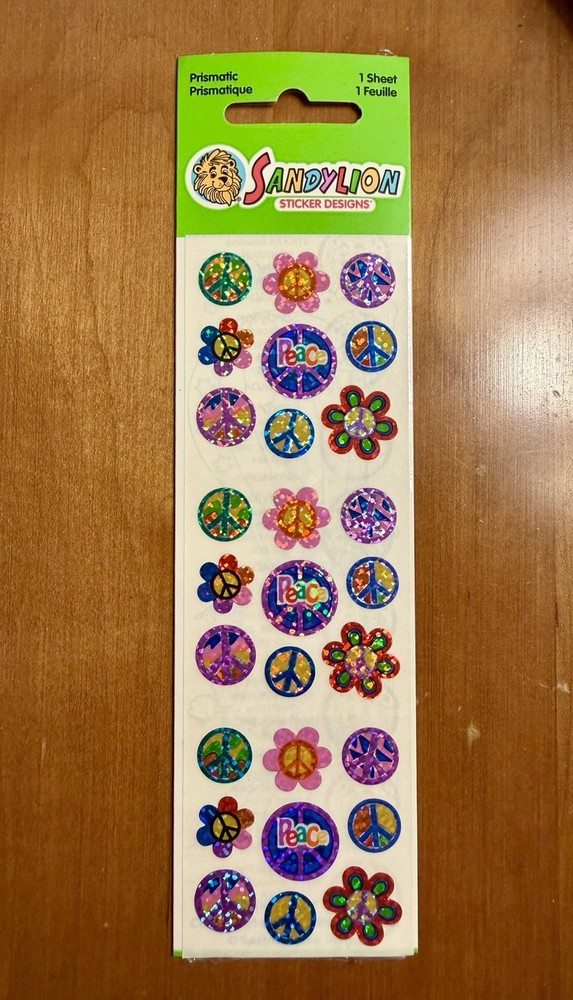 vintage sandylion * flower / peace * prismatic stickers – nip