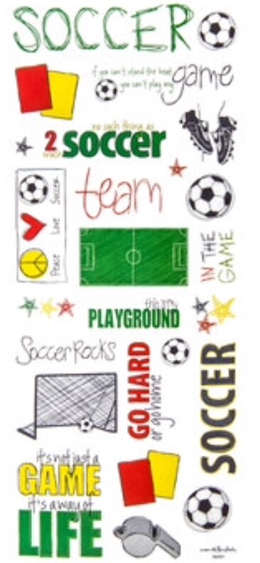 Soccer Phrase Clear Scrapbook Stickers 5” x 12”