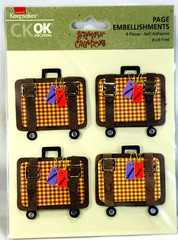 Rare Creating Keepsakes Suitcase Stickers Retro 3D Travel Embellishments 4pc