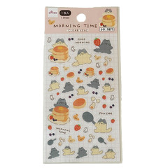 Daiso Sweet Animals Cat Morning Time Clear Seal Sticker Sheet