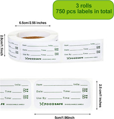 750 Pieces Food Labels for Catering Food Date Storage Labels 1 X 2 Inch Removabl