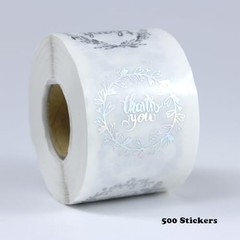 Holographic Clear Thank You Stickers Roll for Small Business 6 Different Designs