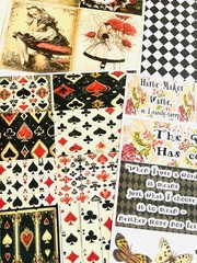 Alice In Wonderland Scrapbooking Junk Journal Paper Crafting Set Of 45 Pieces #R