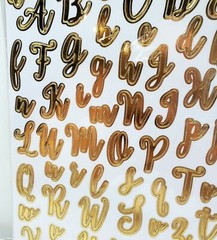 2 Gold Foil Upper Lower Case Script Alphabet ABCS Stickers Crafters Square