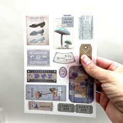 Vintage Style Blue Garden Washi Paper Stickers 4 Sheets Junk Journal Collage