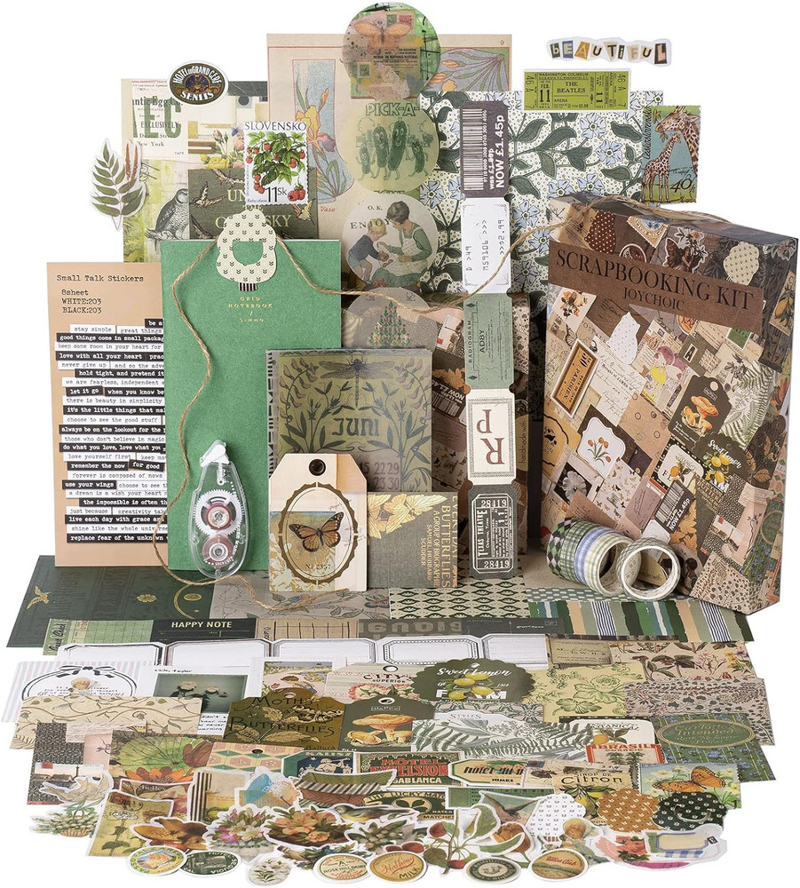 Vintage Junk Journal Supplies Aesthetic Journaling Kit, Scrapbook Papers Sticker