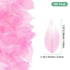 100-Pack Skeleton Leaves, Natural Rubber Leaves Vein[4-6cm, Light Dark Pink]