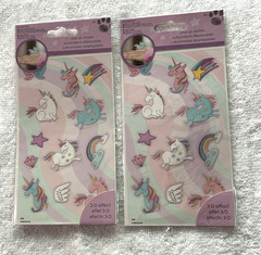2 pkg SandyLion Pop-Up Stand Up Stickers 3D Effect Unicorn Rainbow NIP decal