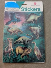 Vintage AMERICAN GREETINGS Dinosaur Stickers 4 Sheets Unopened NOS NIP