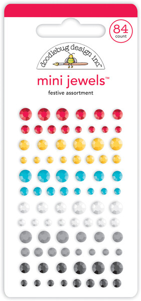 Crafts Doodlebug Mini Jewels Repeats Assorted Gems Bling Festive Red Black Blue