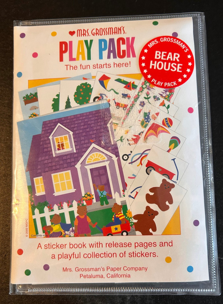 Mrs. Grossman’s Play Pack Bear House Stickers and Book 1979-2000!