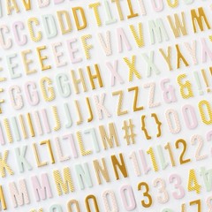 Bea Valint SKETCHBOOK ALPHABET (2) SHEETS FOAM THICKERS scrapbook GOLD FOIL