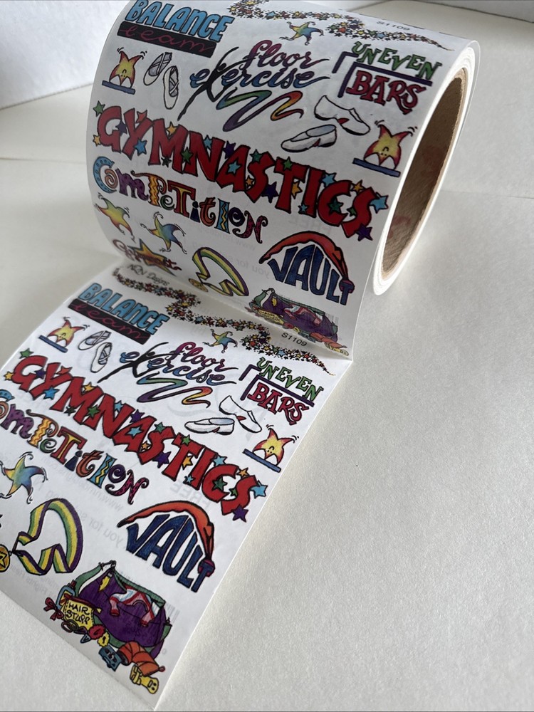 Gymnastics Sticker ROLL NRN Designs Scrapbook Stickers Floor, Beam, Bars, Vault