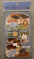 Recollections Stickers SAFARI Travel Scrapbook 10 pc Wild Animals Foiled NIP