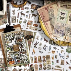 Vintage Aesthetic Washi Stickers and Papers for Scrapbooking, 40 Sheets Ephemera