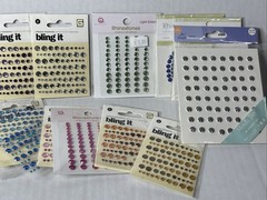 Self-Adhesive Rhinestones Lot Green Purple Silver Blue Amber Black Gold Orange