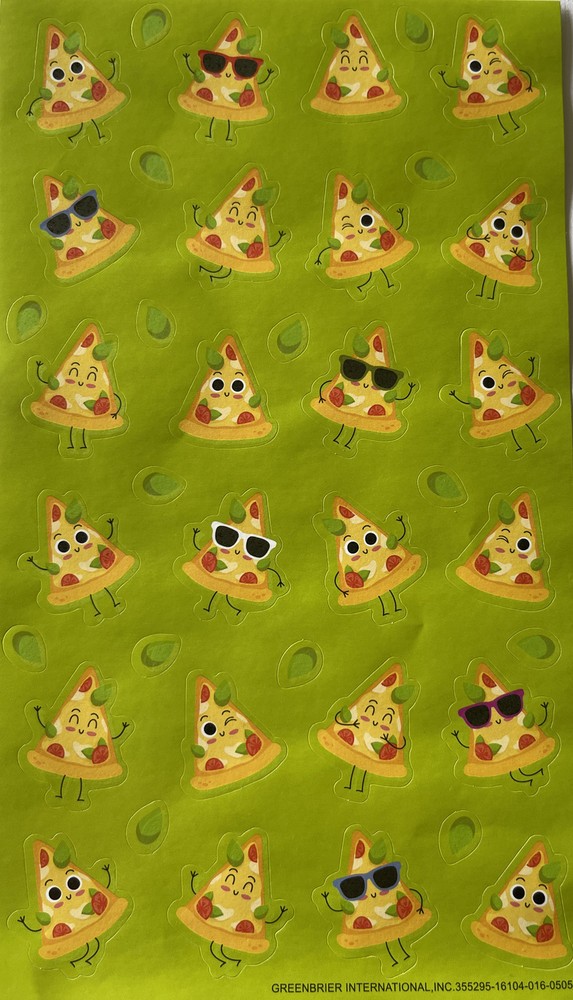 HAPPY PIZZA MAN“Pizza Scented” Stickers(39pc)Greenbrier•Food •Party•Toppings•