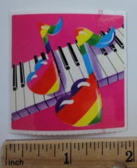 Vintage 1983 Lisa Frank Rainbow Heart Musical Note Piano Keyboard Sticker 1980s