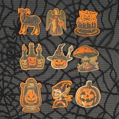 Halloween Stickers in a Vintage Sepia Horror Occult Style – Set of 10 Stickers
